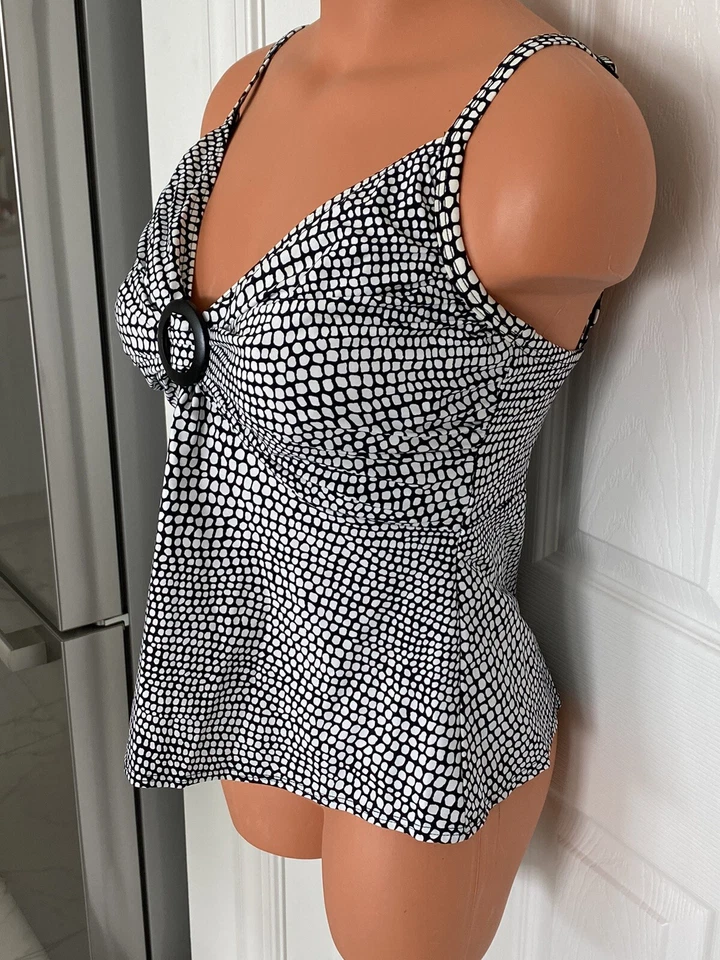 Coco Reef 36D Black/White UW V Neck Tankini Swim Top New w/out Tags - Imagem 2 de 4