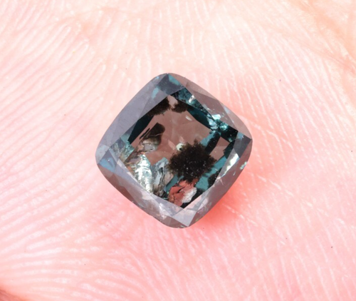 1.53 Ct Blue Salt And Pepper Lab Grown Diamond Cushion Loose Lab Created Diamond - Picture 10 of 13
