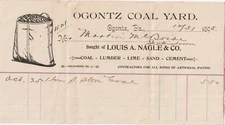 1895 Receipt from Ogontz Coal Yard, Ogontz , Pa., Louis A. Nagle &Co., 1316