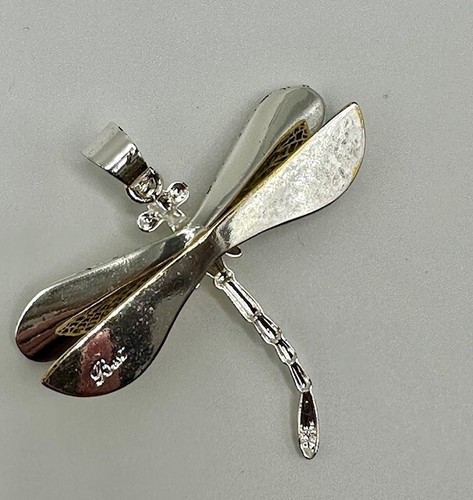 Ciondolo Slider Dragonfly Vintage Argento & Spazzolato Firmato ""Best"" Gioielli - Foto 3 di 3