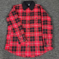 Eddie Bauer Jacket Womens Medium Red Plaid Barn Chore Outdoor Sherpa Lined Work