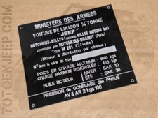 HOTCHKISS M201 ARMY DISTRICT 24V ALU LABEL PLAKETTE - US WW2 JEEP WILLYS