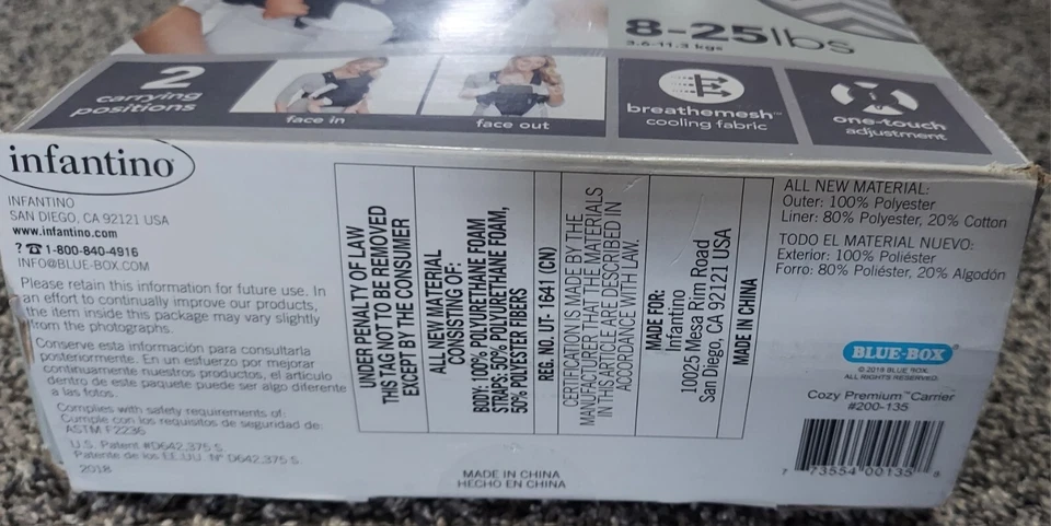 Portabebés Infantino Acogedor Portabebés Premium 2 Posiciones 8-25 libras Foto 2 de 4