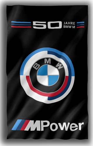 BMW 50 anni BMW M Power bandiera striscione interno esterno 3x5 piedi 90x150 cm striscione nero - Foto 2 di 6