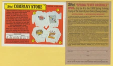 1988 TOPPS Company Store - Special Offer 2-Sided  (Orange A, B, C, D) Pack Fresh