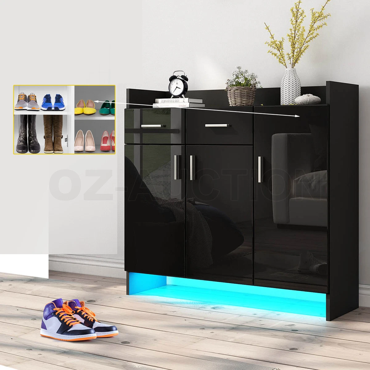 Black gloss shoe cabinet deals