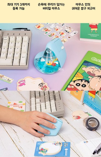 Crayon Shinchan Cute Bluetooth Comfortable Vertical Mouse 3 Multi-Device - Picture 2 of 7
