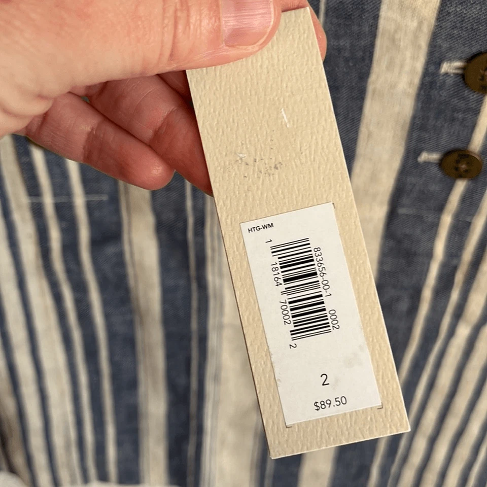 Falda Banana Republic Mujer Talla 2 Rayas Azul Marfil Lino Algodón Foto 2 de 4