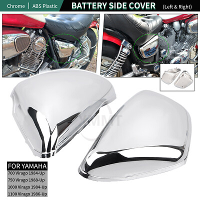 Left & Right Chrome Battery Side Covers For Yamaha Virago XV 700