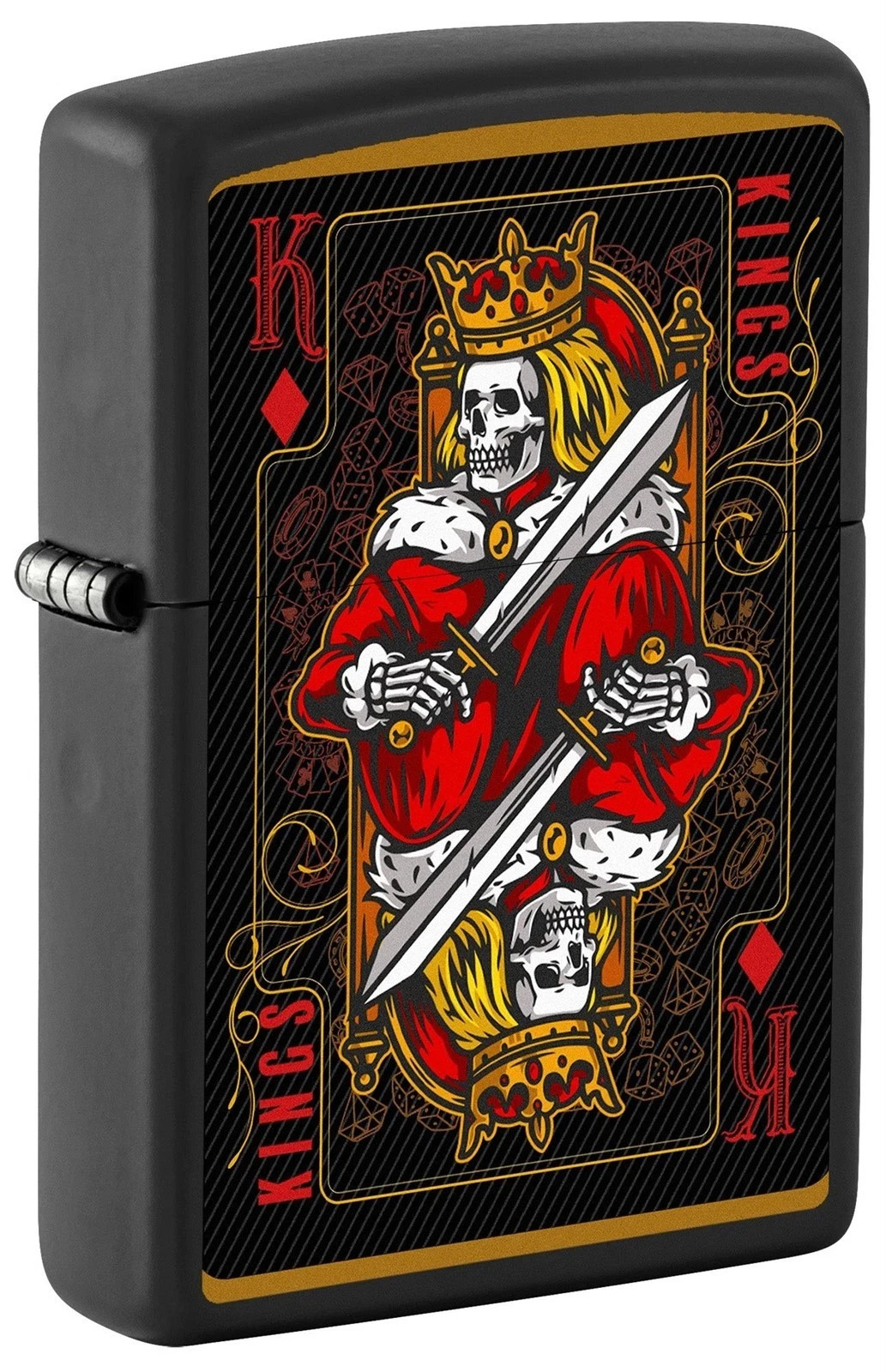 Zippo 3050,  "Kings & Queens_2-Sided Black Matte Finish Lighter, NEW