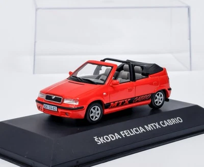 DE AGOSTINI Skoda Felicia MTX Cabrio (1998) rot + Plexiglasbox DeA 1:43