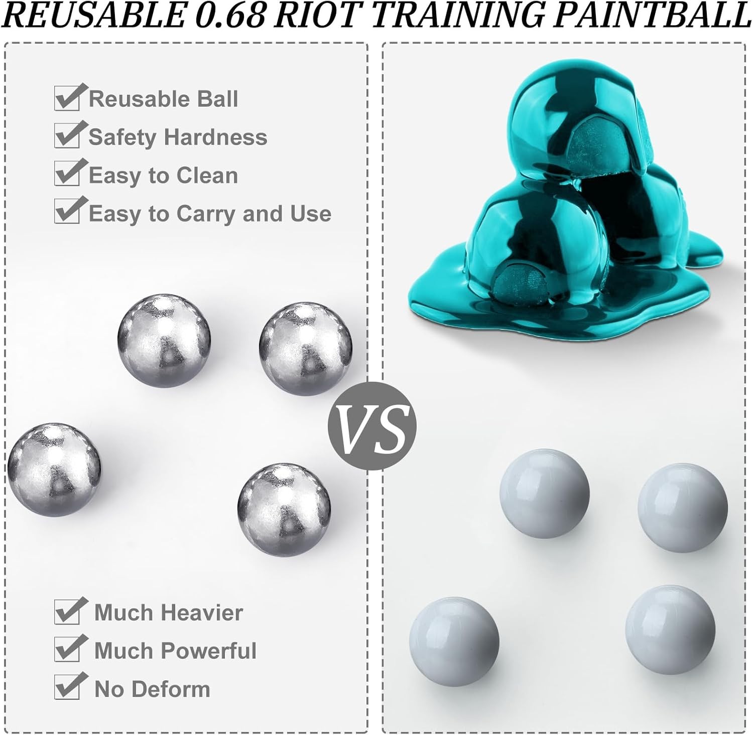 Gisafai 150 Pcs 68 Caliber Aluminum Paintball Ammo Practice Paintball Powerful N