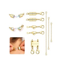 KRFY Extra Strong Magnetic Necklace Clasps and Closures, 8Pcs-16K Gold Plated