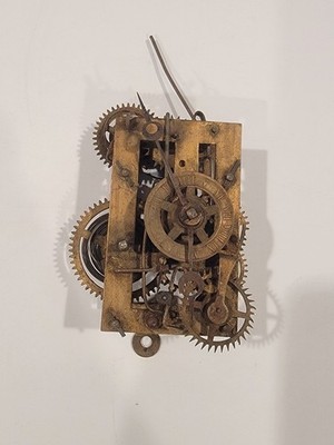 Antique Clock Movement With Built In Alarm For Parts Or Repair