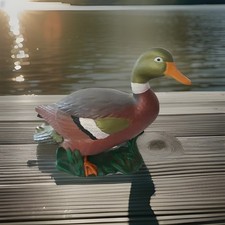 Vintage Plaster/ceramic Mallard Duck Figurine Statue Colorful Home Decor, Marked