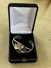 Vintage Stuart Nye Sterling Silver Dogwood Flower Cuff Bracelet -Small-w/Box