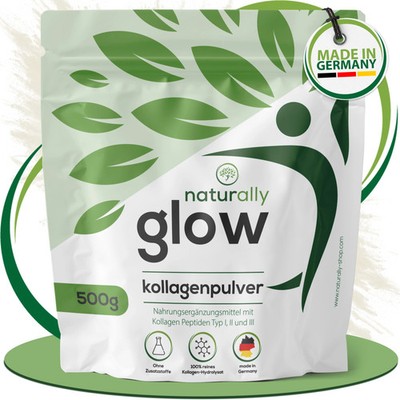 naturally glow Kollagen 500g Pulver | für Haut, Haare & Gelenke | Typ 1,2 & 3