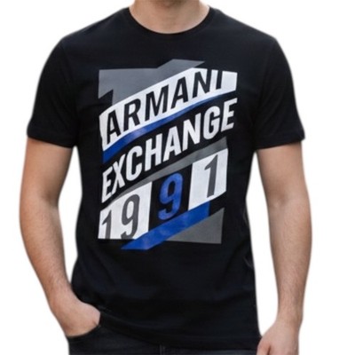 ARMANI EXCHANGE Black AX-16 Short Sleeve Slim Fit Designer Mens T-shirt NWT