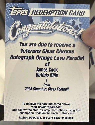2025 Topps James Cook Shop for 2025 Topps Signature Class Football autographs on eBay (Raw)