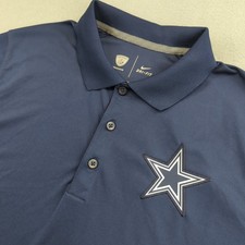 Dallas Cowboys NFL Training Polo Shirt Mens Medium Navy Nike Dri-FIT On Field