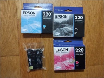 GENUINE SET EPSON #220 INK T220 EXPRESSION XP-320 420 WORKFORCE WF-2760 SEALED