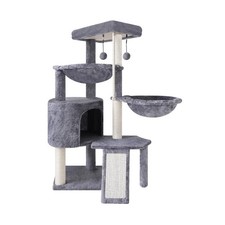 Xin Three Layer Cat Tree with Cat Condo and Two Hammocks,Grey Small Grey