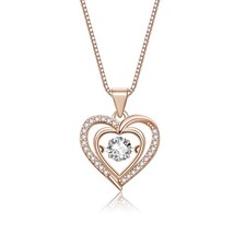 Heart Necklaces for Women, 14K Rose Gold Plated 5a cubic zirconia pendant Gif...