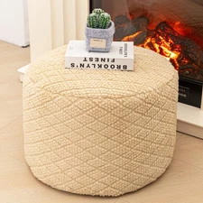 Round Pouf Ottoman Boho Poof Home Decor Floor Pouffe Ottoman Foot Rest for Co...