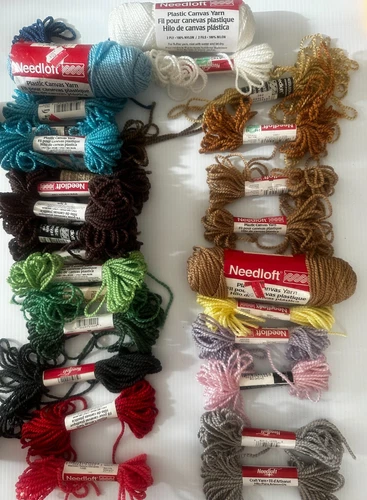 Vintage Needloft Plastic Canvas Yarn Variety Multicolor NIP - product listing photo