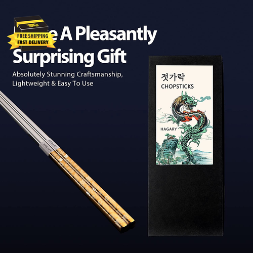 Dragon Chopsticks Metal Reusable Designed in Korea Japanese Style Stainless Stee - Picture 4 of 6