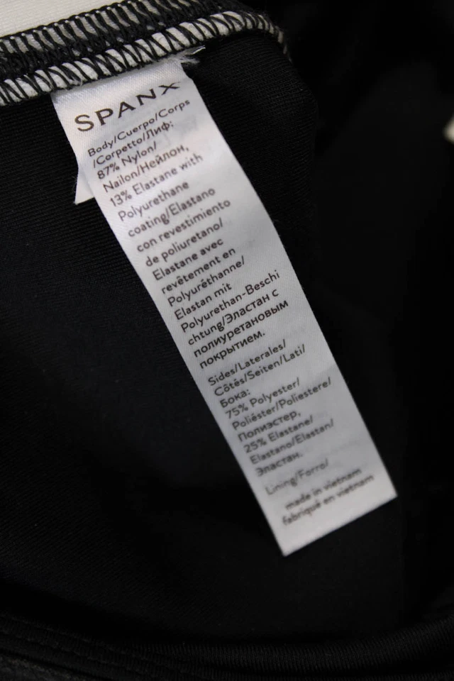 Leggings deportivos al tobillo Spanx de tiro alto a rayas negros blancos medianos para mujer Foto 4 de 4