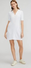 Everlane Womens The Ribbed Short-Sleeve Polo Dress White Size M