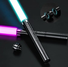 Metal Light Sabers RGB 15 Colors, Dueling Lightsaber 2-In-1 Double Sword