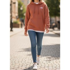 The North Face Women's Orange Hoodie Extra Small Logo Design Pullover Sweatshirt