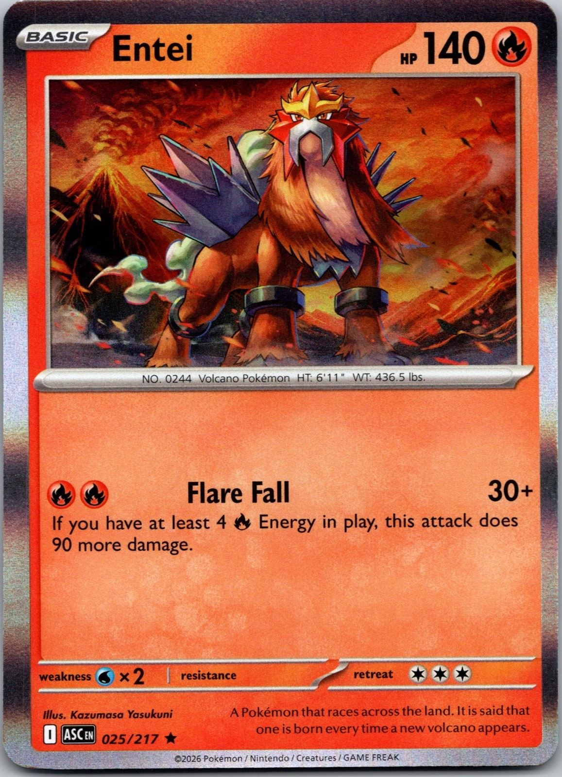 Entei 025/217 R Ascended Heroes Pokemon Holo Near Mint