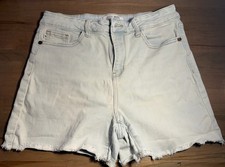 Judy Blue Women s Jean Shorts Size L with Raw Hem and Light Wash Denim