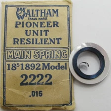 Waltham 18s model 1892 Vanguard 2222 / 0.015 blue Mainspring "hole-end"