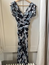 Diane Von Furstenberg Vintage Silk Blue Black Printed Dress Black Slip Size 2