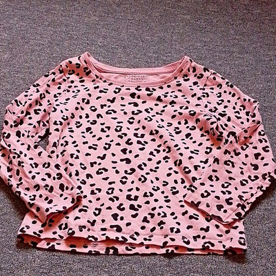 Primark Cares Mädchen Langarm T-Shirt Rosa/Schwarz Leopard Gr. 116 Rundhals
