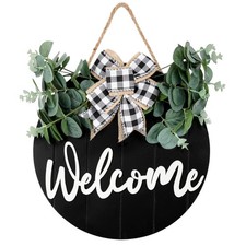 3D Front Door Welcome Wreath - Farmhouse Welcome Sign for Front Door - Vertic...