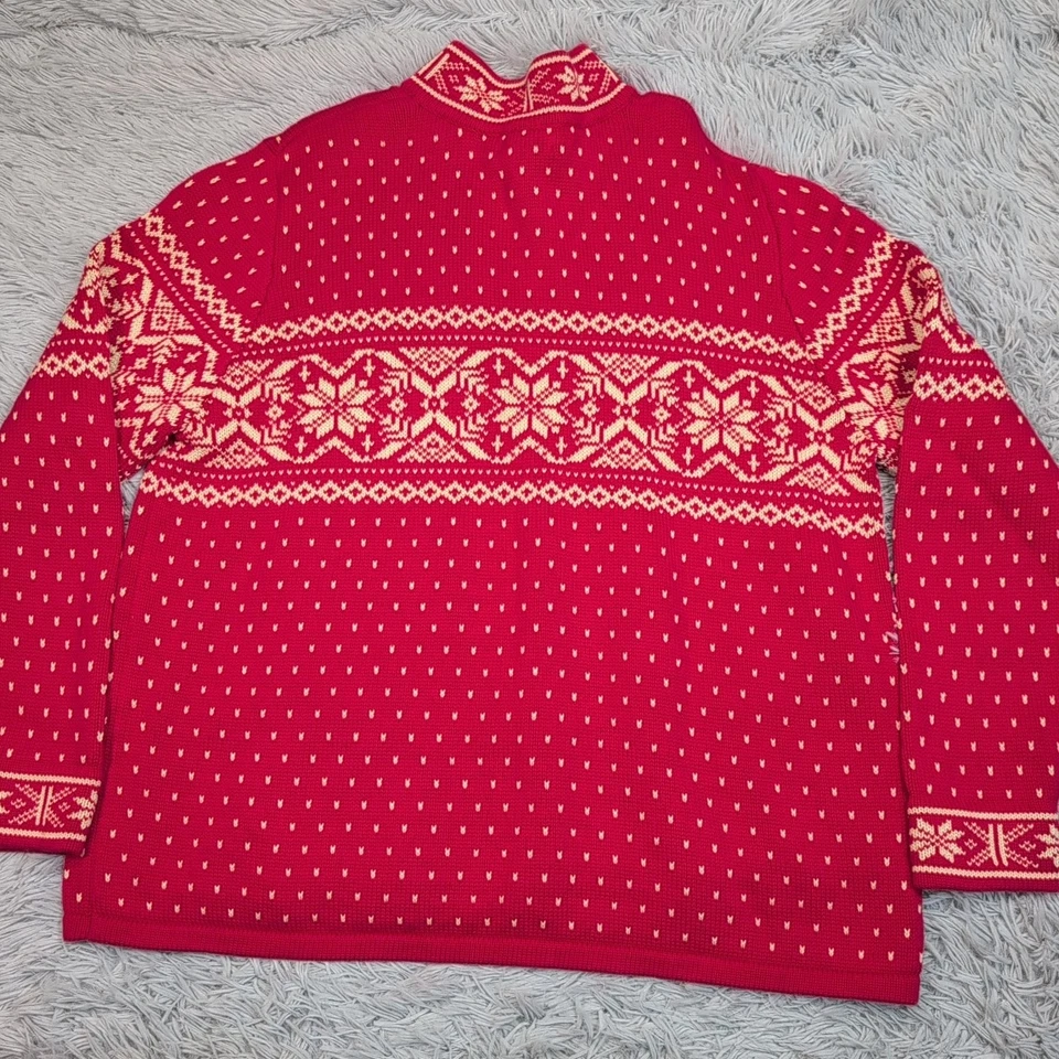 Vintage Lands' End Sweater Womens XL Red Holiday Cozy Comfort Snowflake - Image 2 of 4