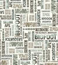 "Bigfoot Country" Bigfoot Words Fabric 100 Cott 1yd BTY Fast Ship