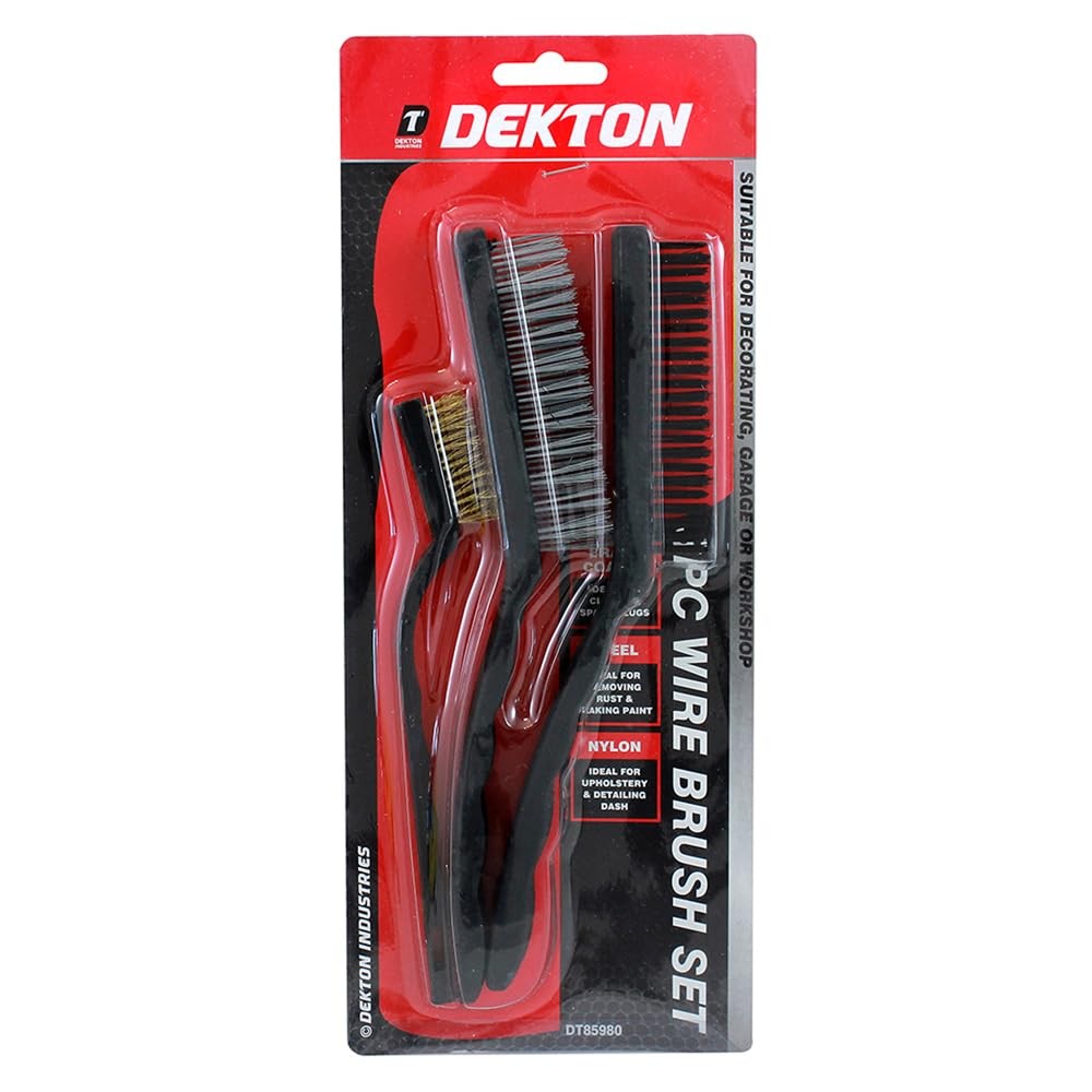 Dekton 3PC Wire Brush Set | Includes 2 Large Wire Brushes & 1 Small Detailing B
