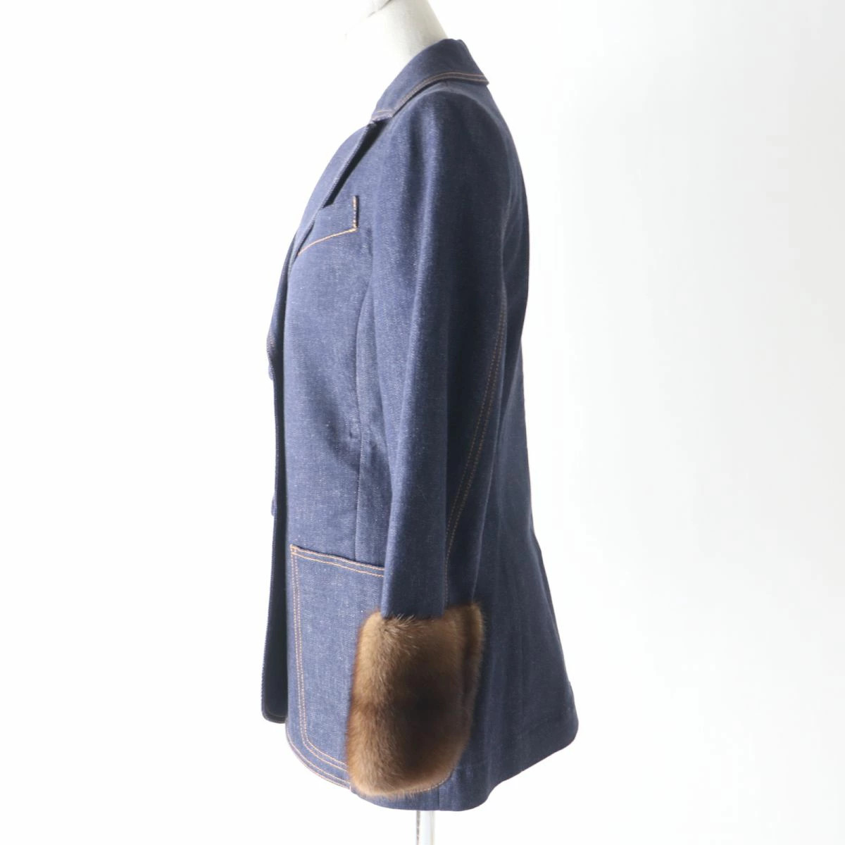 Fendi Embroidered Logo Fur Sleeve Coat US 8 Used thumbnail 2