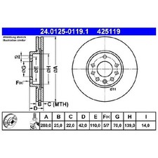 2x Bremsscheibe 26252205 vorne für Saab 9-3 YS3D 9-5 YS3E 900 2