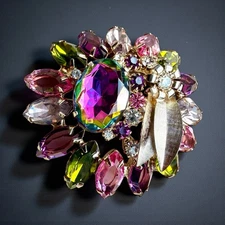 Vintage 1950's Watermelon Juliana D&E Brooch & Clip-on Earrings parure Set Gift