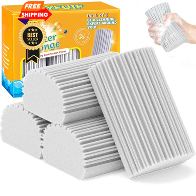 YFUIF 4 Pack Damp Clean Duster Sponge, Magic Sponge Eraser for 4PC, Gray 