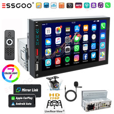 Single 1Din 7" Touch Screen Stereo Bluetooth Radio Car Apple/Android Carplay GPS