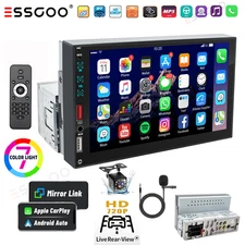 Single 1Din 7" Touch Screen Stereo Bluetooth Radio Car Apple/Android Carplay GPS