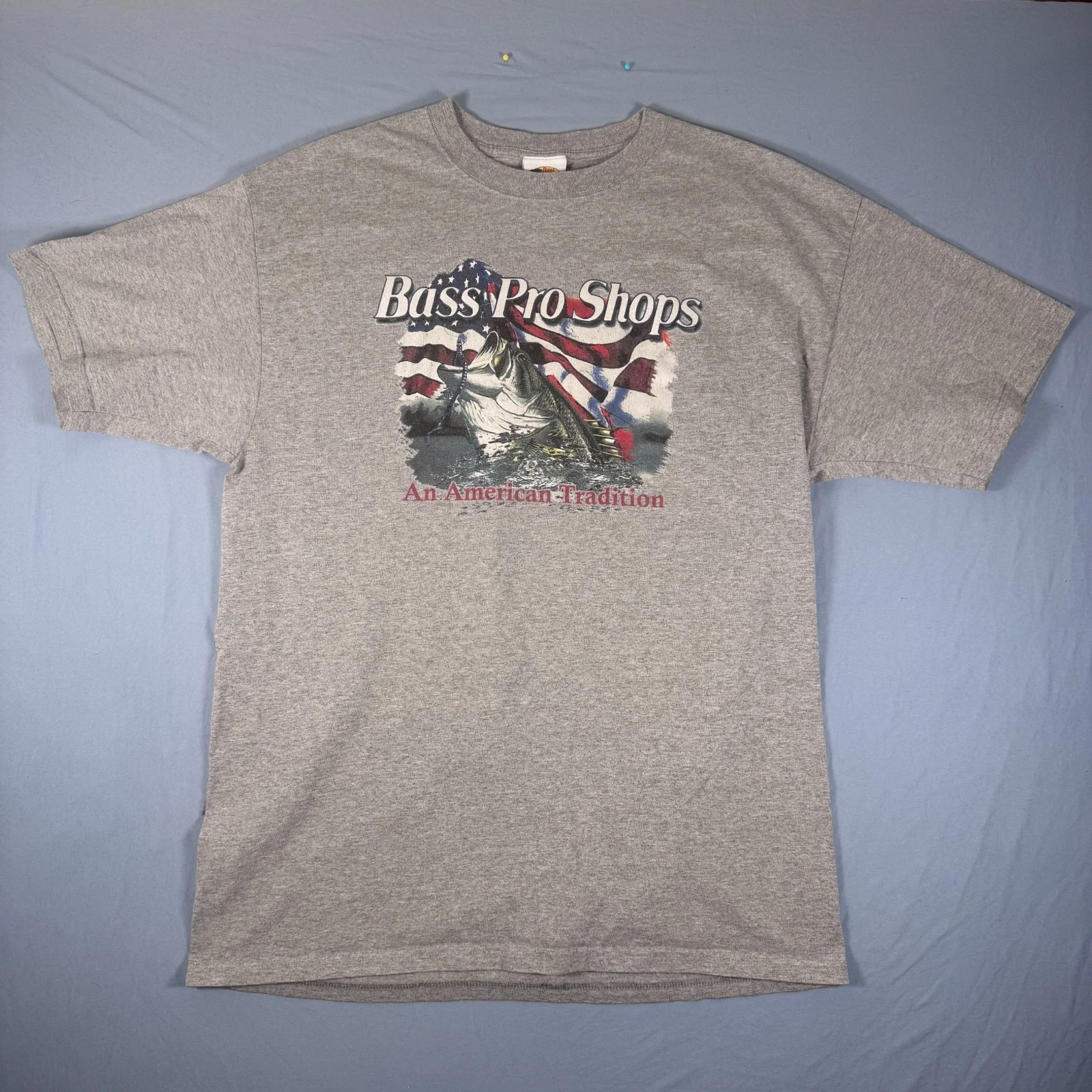 Bass Pro Shop Outdoor Vintage Fishing Shirt Heather Grey XL
